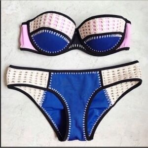 🌸 Victoria’s Secret Strapless Swimsuit Sz S/32C Y2K vintage color block